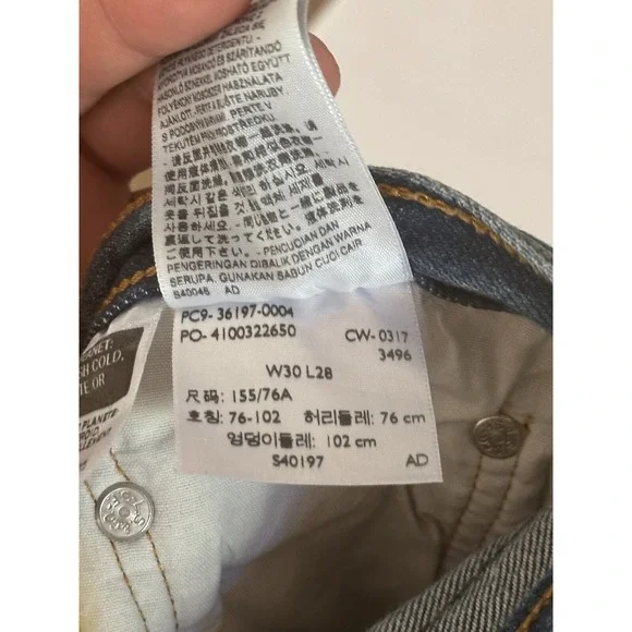 Levis 501T Jeans Blue Button Fly True 30x28‎ Modern Big - Pre Shrunk Extra Slim - Picture 11 of 11